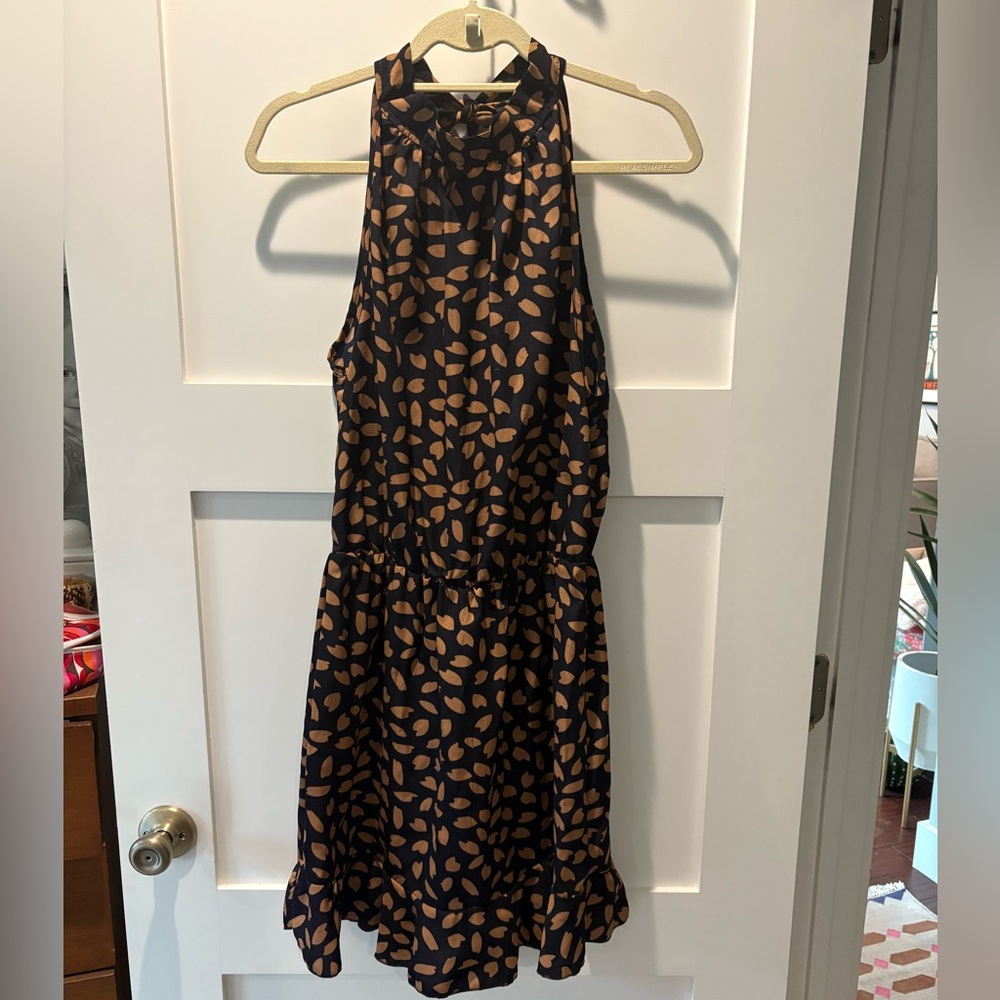 SHEIN Blue and Brown Heart Pattern Dress